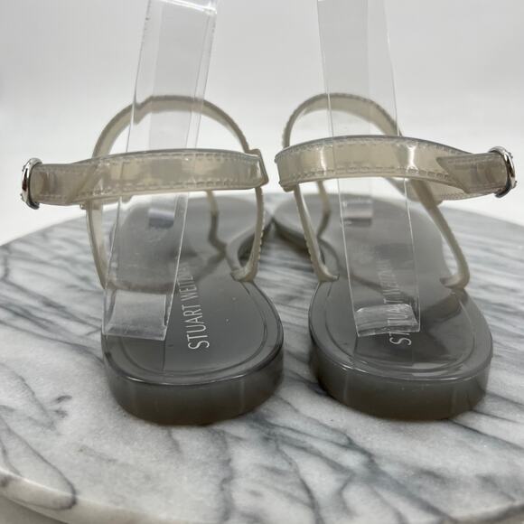 Stuart Weitzman Womens 9 Sandals Opaque Grey Summer Jelly Flat Thong Strappy - Picture 5 of 13